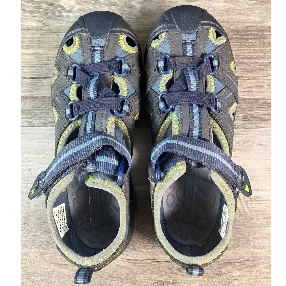 Merrell Hydro Hiker Kids Navy Blue Lime Green Water Sandals MC53375 Size 2M